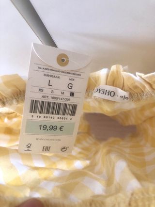 Camisa vichy amarilla tirantes Oysho, L