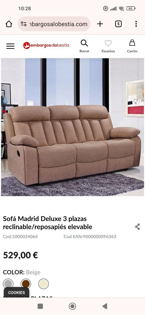 Sofá reclinable 3 plazas perfecto estado