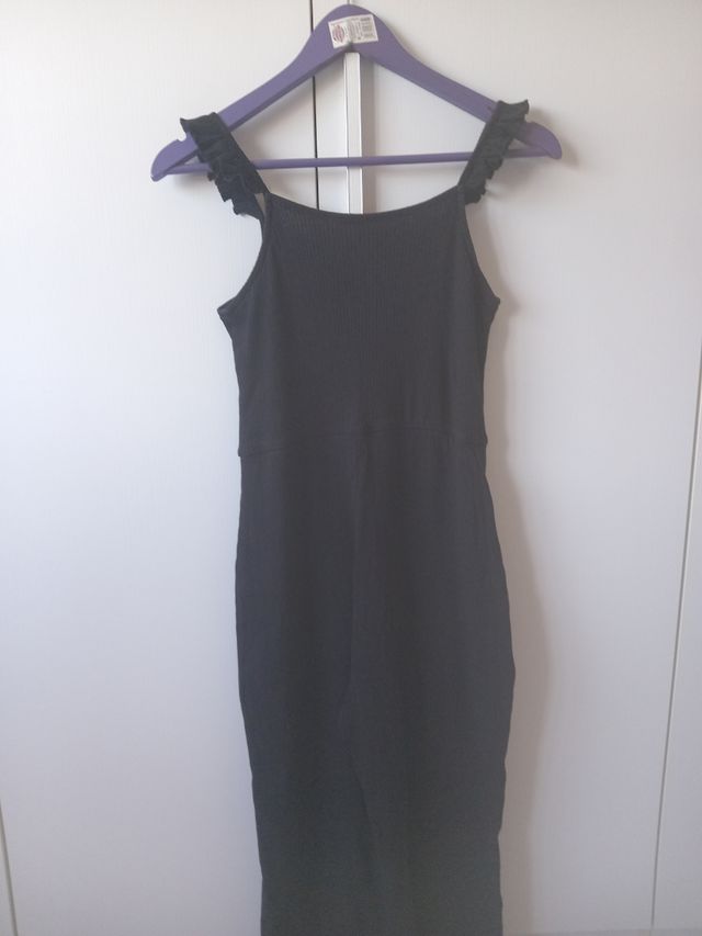 Tuta a pantaloni larghi di cotone nera