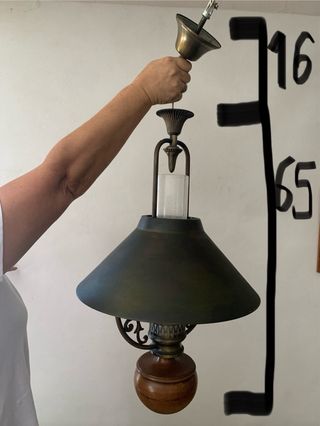 2 lámparas pared/techo forja laton y madera 