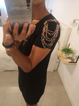 Vestido negro abalorios 