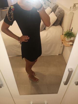 Vestido negro abalorios 