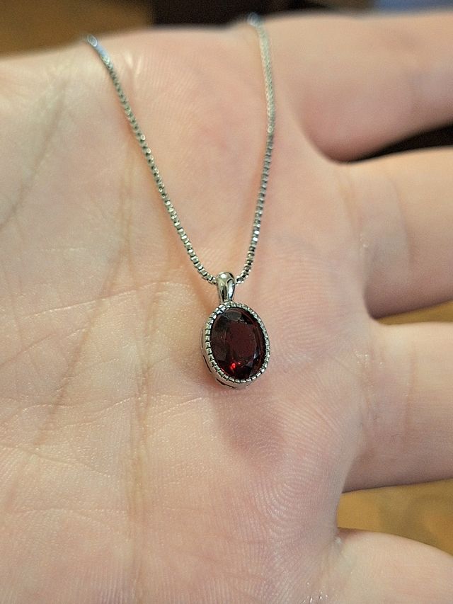 Collana in acciaio con Granato naturale