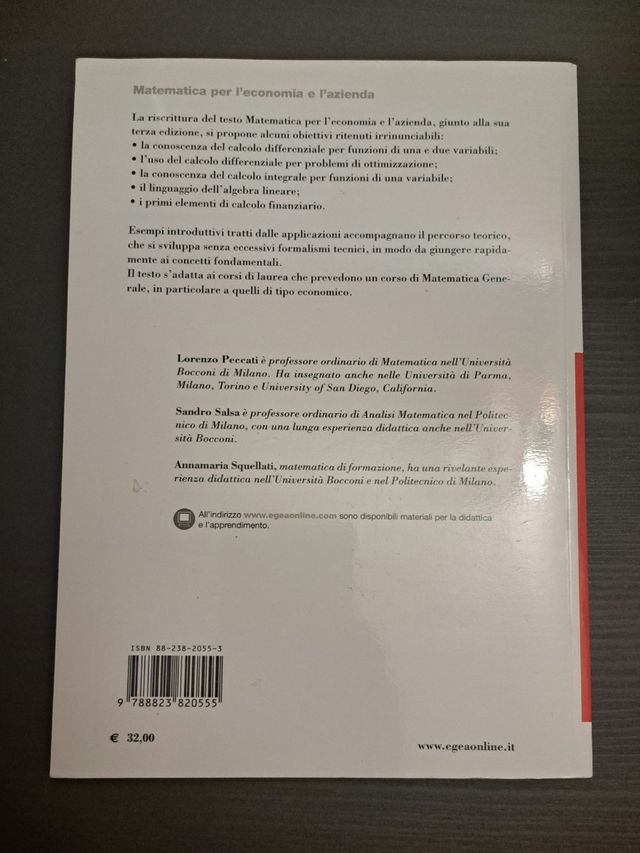 Matematica per l'economia e l'azienda