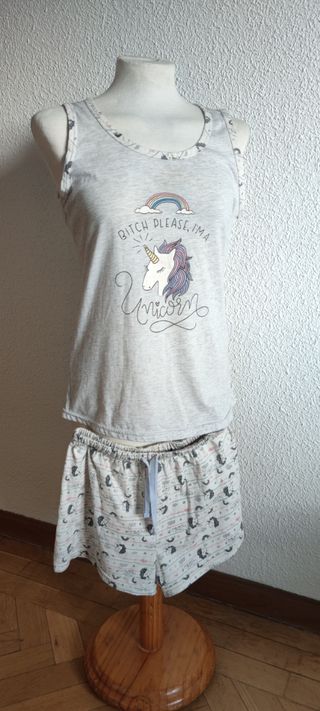 Conjunto pijama unicornio arcoiris verano