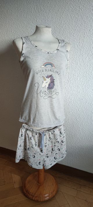 Conjunto pijama unicornio arcoiris verano