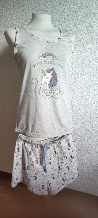 Conjunto pijama unicornio arcoiris verano
