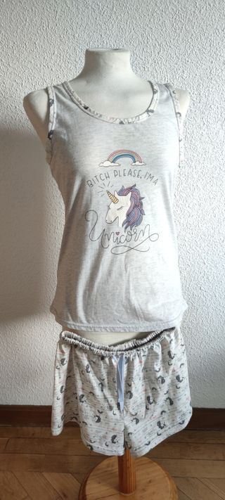 Conjunto pijama unicornio arcoiris verano