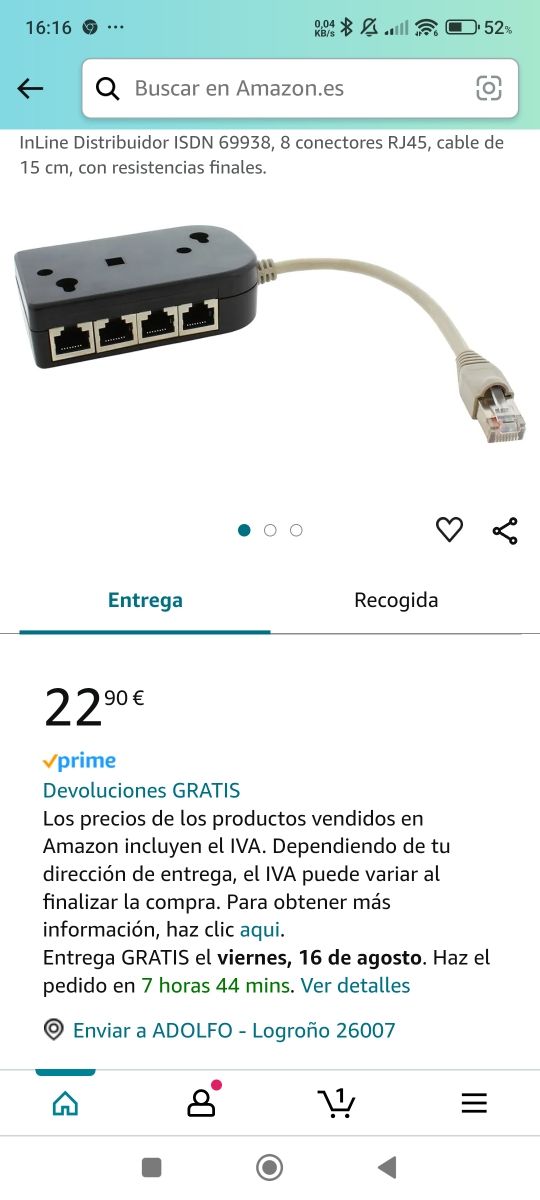 Switch Ethernet 8 puertos RJ45
