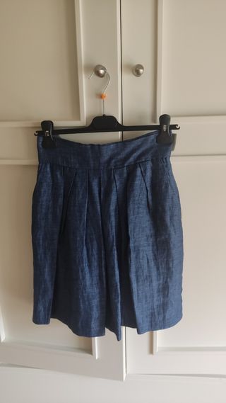 Falda lino jean azul