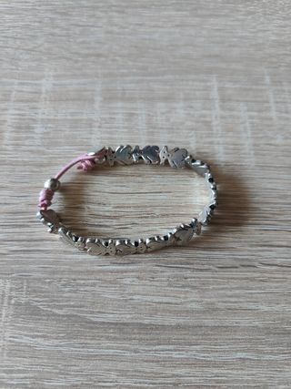 Pulsera  con cordón de cuero rosa 