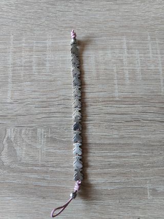 Pulsera  con cordón de cuero rosa 