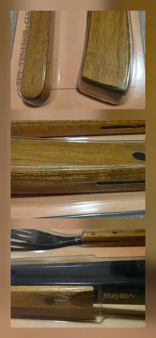 LOTE Cubiertos Grandes Madera/Acero para Barbacoa
