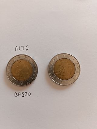 Coppia monete rare 500 Lire Italiane 100 Banca Ita