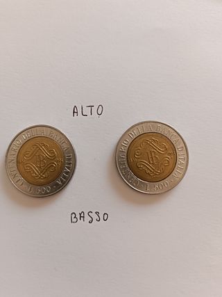 Coppia monete rare 500 Lire Italiane 100 Banca Ita