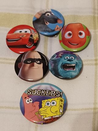 Chapas Disney Pixar más Bob esponja.