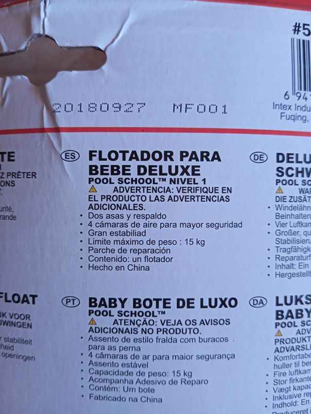 Flotador intex hasta 15kg
