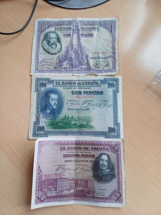 Lote de 3 billetes antiguos