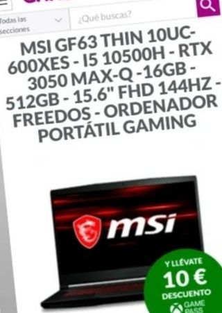Ordenador portátil gaming MSI