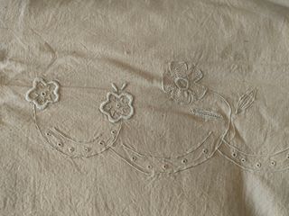 Antico lenzuolo matrimoniale ricamato