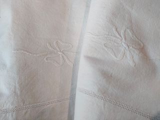 Antico lenzuolo matrimoniale ricamato +