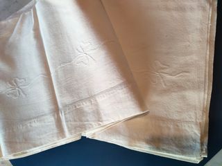 Antico lenzuolo matrimoniale ricamato +