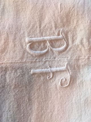 Antico lenzuolo matrimoniale ricamato +