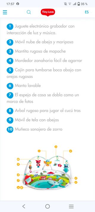 Gimnasio bebé marca Tiny Love