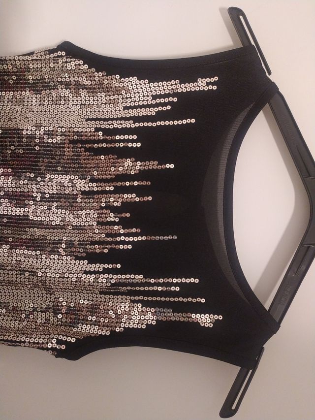 Top fiesta, sin mangas, con lentejuelas