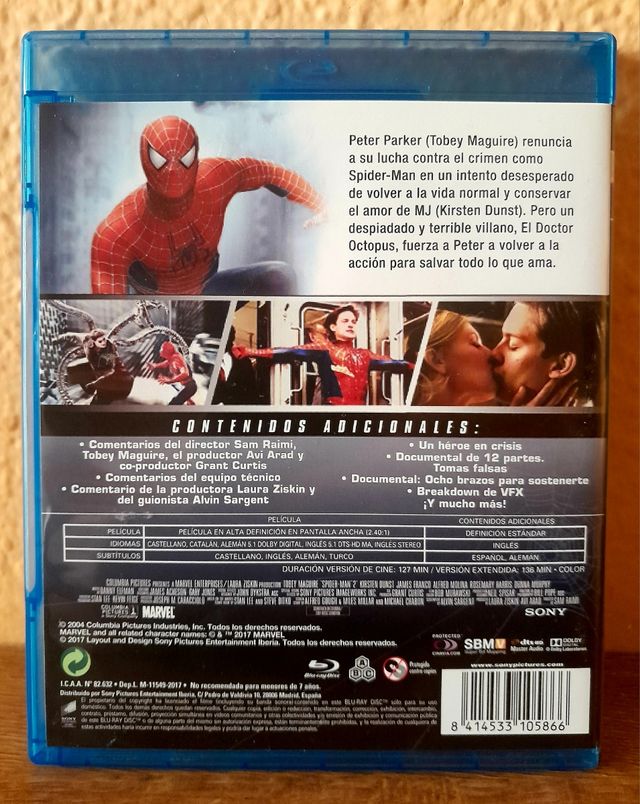 Spiderman 2 blu ray