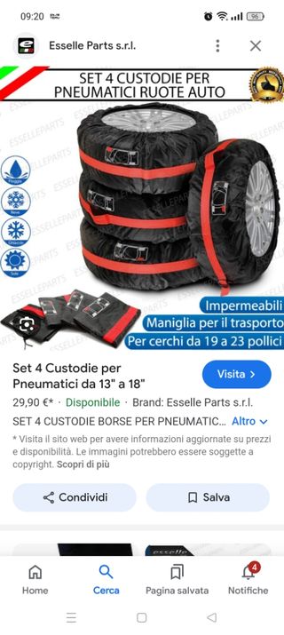 Set custodia pneumatici 4 PCS da13a19 P.