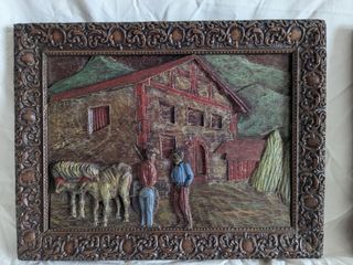 Dos cuadros antiguos tallados en madera