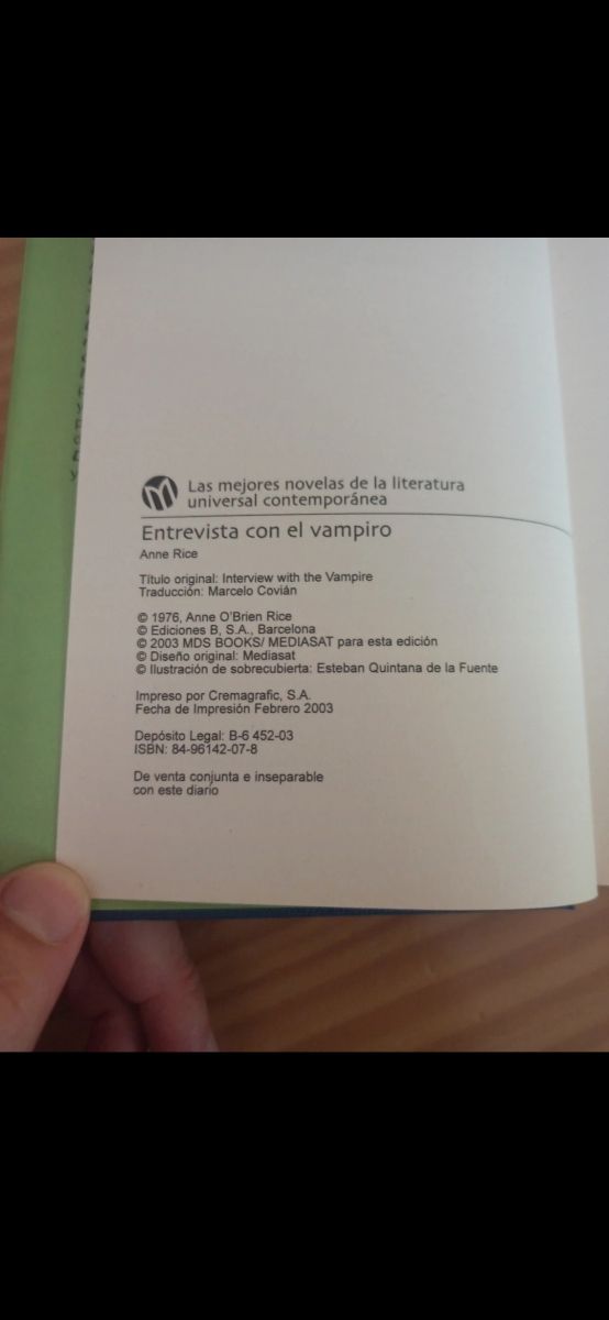 Libro Entrevista con el vampiro