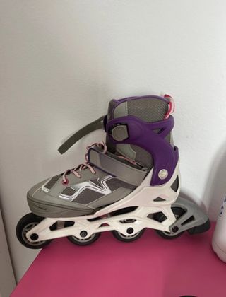 patines oxelo (decathlon) morados y grises