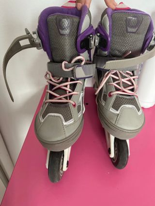patines oxelo (decathlon) morados y grises