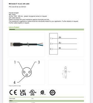 Conector con cable 5 metros m8 hembra 3 hilos