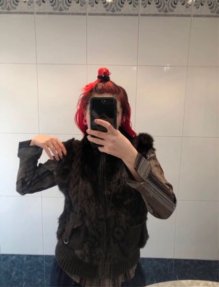 Chaleco de pelo piel conejo y lana vintage