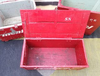 CAJAS VINTAGE TALLER MADERA HERRAMIENTAS ROJA