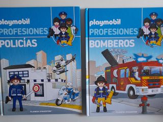 2 libros. PLAYMOBIL PROFESIONES: BOMBEROS POLICÍAS