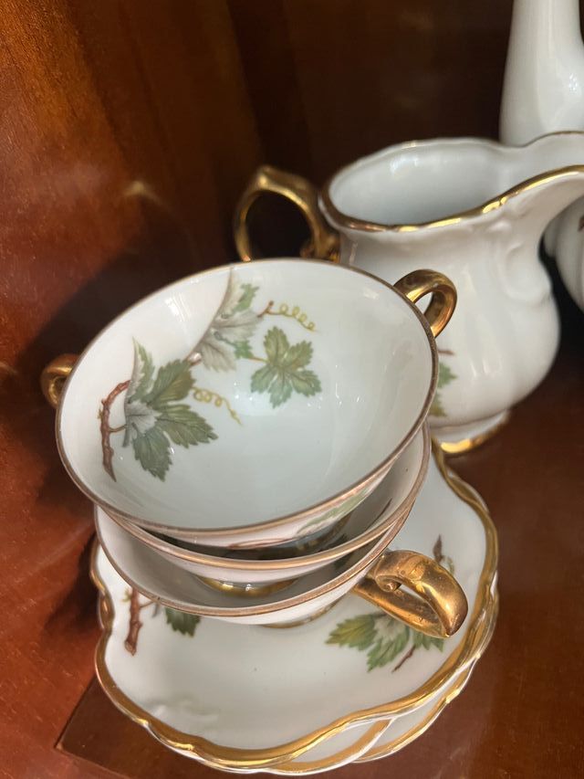 ANTIGUO JUEGO DE CAFE COMPLETO DE LIMOGES, FRANCIA