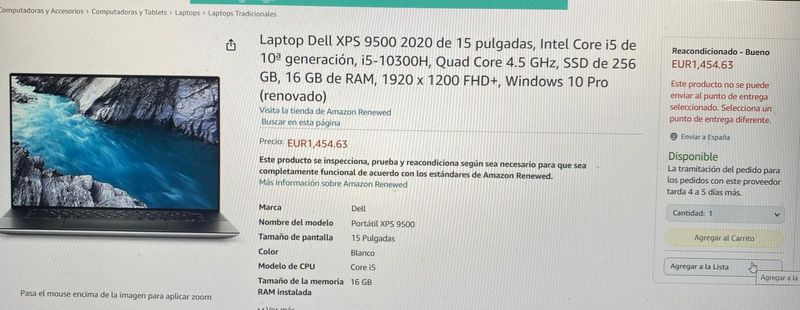 Laptop Dell XPS 9500 2020 15 pulgada, como nuevo afbeelding 9