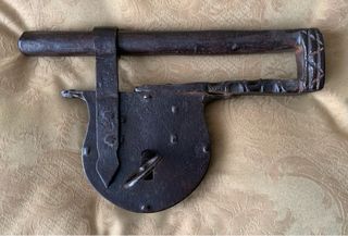 ANTIGUO CANDADO DE HORQUILLA HIERRO FORJADO