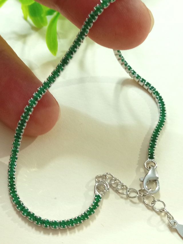 Pulsera esmeraldas circonitas  talladas  Plata