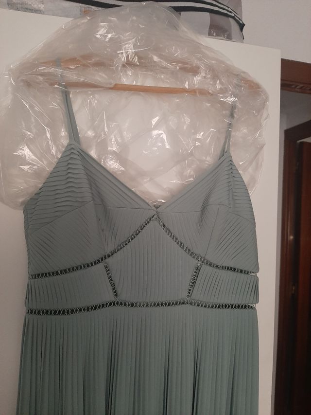 Vestido largo plisado menta de ASOS