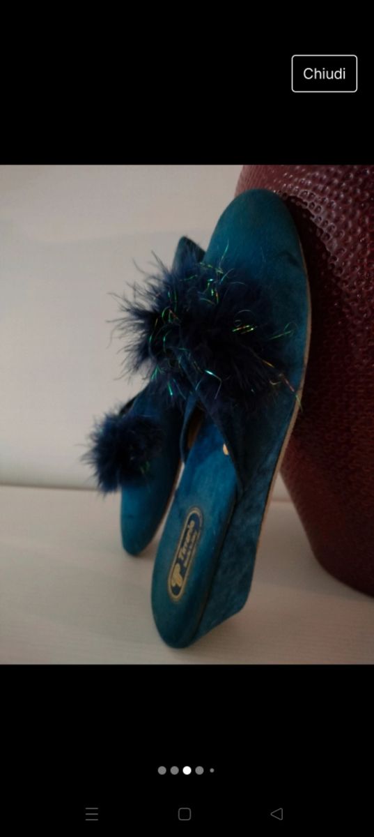 Pantofole donna velluto piume tacco made Italy