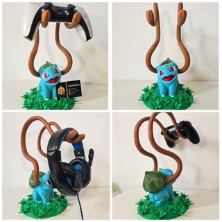 SOPORTE CASCOS Y MANDO BULBASAUR 3D 32 cm DE ALTO 