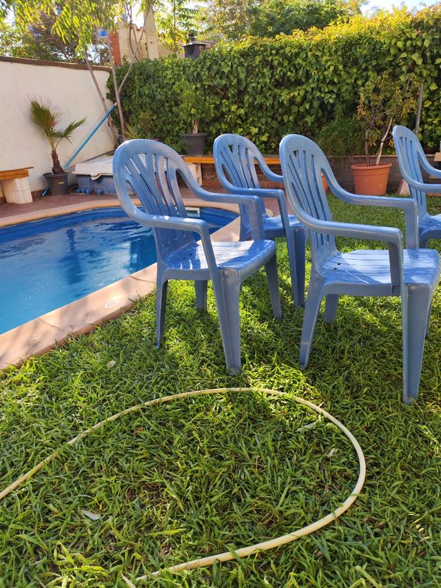 Conjunto sillas jardín azules