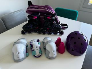 Patines en linea + protecciones + casco