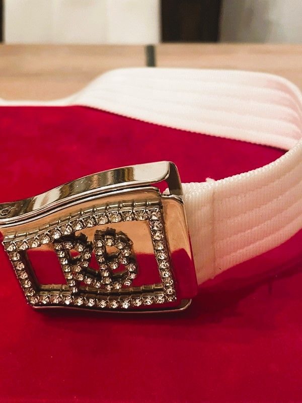 Cintura ROCCO BAROCCO bianca con fibbia gioiello