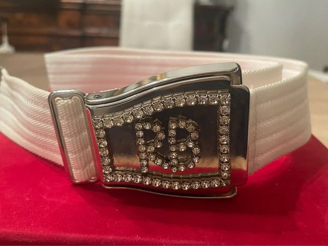 Cintura ROCCO BAROCCO bianca con fibbia gioiello